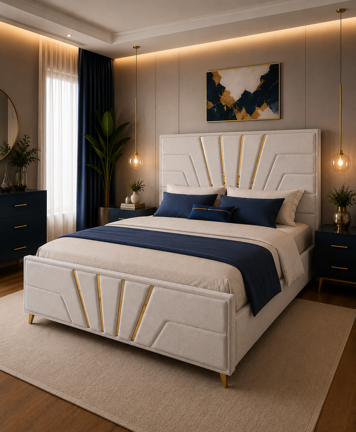 Pat tapitat Casablanca cu somiera rabatabila si lada pentru depozitare